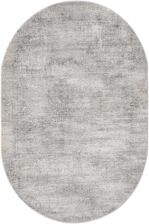 Gray 5' 3 x 8' Finsbury Oval Area Rug 60% Polypropylene & 40% Polyester Contemporary Carpet for Living Rooms, Dining, Offices for Sale at Rug Engine