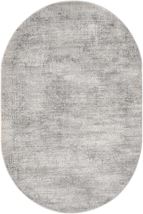 Gray 5' 3 x 8' Finsbury Oval Area Rug 60% Polypropylene & 40% Polyester Contemporary Carpet for Living Rooms, Dining, Offices for Sale at Rug Engine