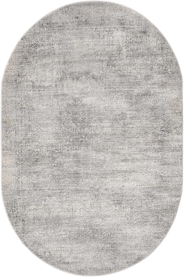 Gray 5' 3 x 8' Finsbury Oval Area Rug 60% Polypropylene & 40% Polyester Contemporary Carpet for Living Rooms, Dining, Offices for Sale at Rug Engine
