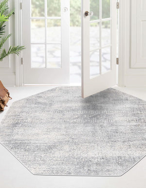 Gray 5' 3 x 5' 3 Finsbury Octagon Area Rug 60% Polypropylene & 40% Polyester Contemporary Carpet for Living Rooms, Dining, Offices for Sale at Rug Engine