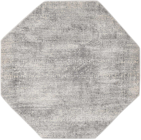 Gray 5' 3 x 5' 3 Finsbury Octagon Area Rug 60% Polypropylene & 40% Polyester Contemporary Carpet for Living Rooms, Dining, Offices for Sale at Rug Engine