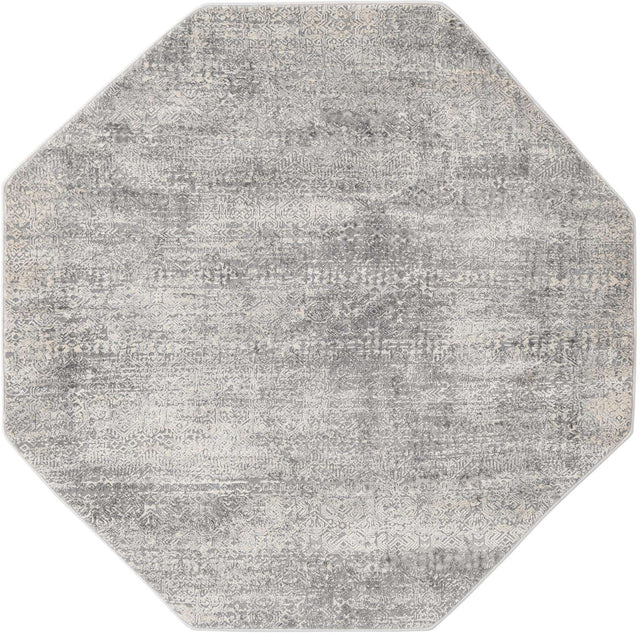 Gray 5' 3 x 5' 3 Finsbury Octagon Area Rug 60% Polypropylene & 40% Polyester Contemporary Carpet for Living Rooms, Dining, Offices for Sale at Rug Engine