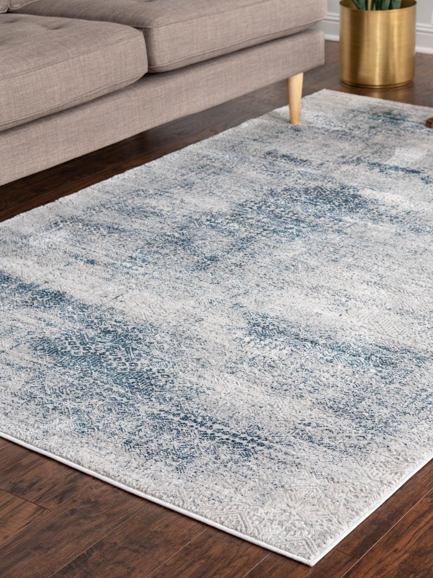 Blue 2' x 3' Finsbury Rectangle Area Rug 60% Polypropylene & 40% Polyester Contemporary Carpet for Living Rooms, Dining, Offices for Sale at Rug Engine