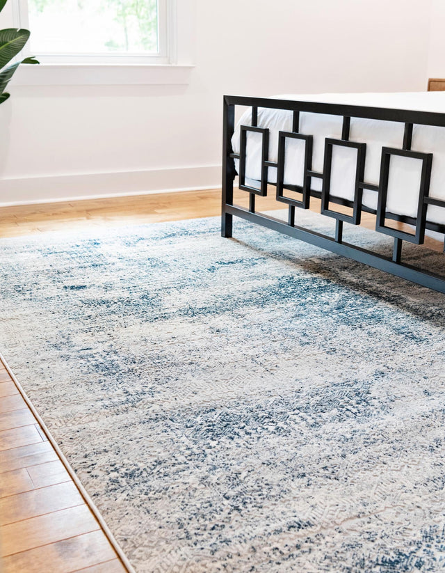Blue 7' x 10' Finsbury Rectangle Area Rug 60% Polypropylene & 40% Polyester Contemporary Carpet for Living Rooms, Dining, Offices for Sale at Rug Engine