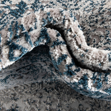 Blue 9' x 12' Finsbury Rectangle Area Rug 60% Polypropylene & 40% Polyester Contemporary Carpet for Living Rooms, Dining, Offices for Sale at Rug Engine