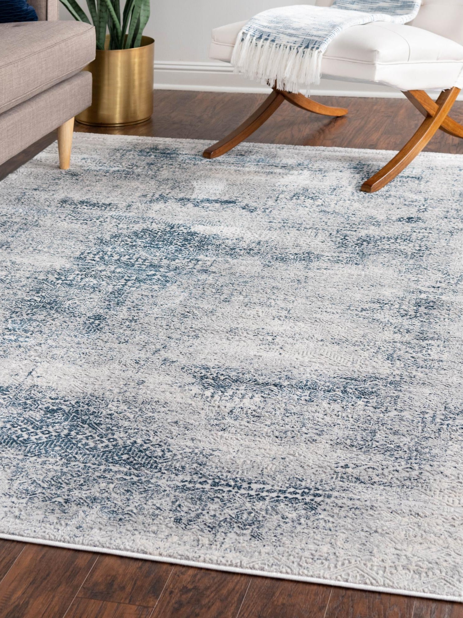 Blue 2' x 3' Finsbury Rectangle Area Rug 60% Polypropylene & 40% Polyester Contemporary Carpet for Living Rooms, Dining, Offices for Sale at Rug Engine