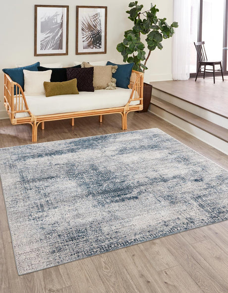 Blue 7' 10 x 7' 10 Finsbury Square Area Rug 60% Polypropylene & 40% Polyester Contemporary Carpet for Living Rooms, Dining, Offices for Sale at Rug Engine