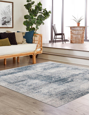 Blue 7' 10 x 7' 10 Finsbury Square Area Rug 60% Polypropylene & 40% Polyester Contemporary Carpet for Living Rooms, Dining, Offices for Sale at Rug Engine
