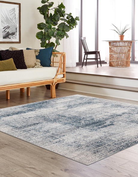 Blue 7' 10 x 7' 10 Finsbury Square Area Rug 60% Polypropylene & 40% Polyester Contemporary Carpet for Living Rooms, Dining, Offices for Sale at Rug Engine
