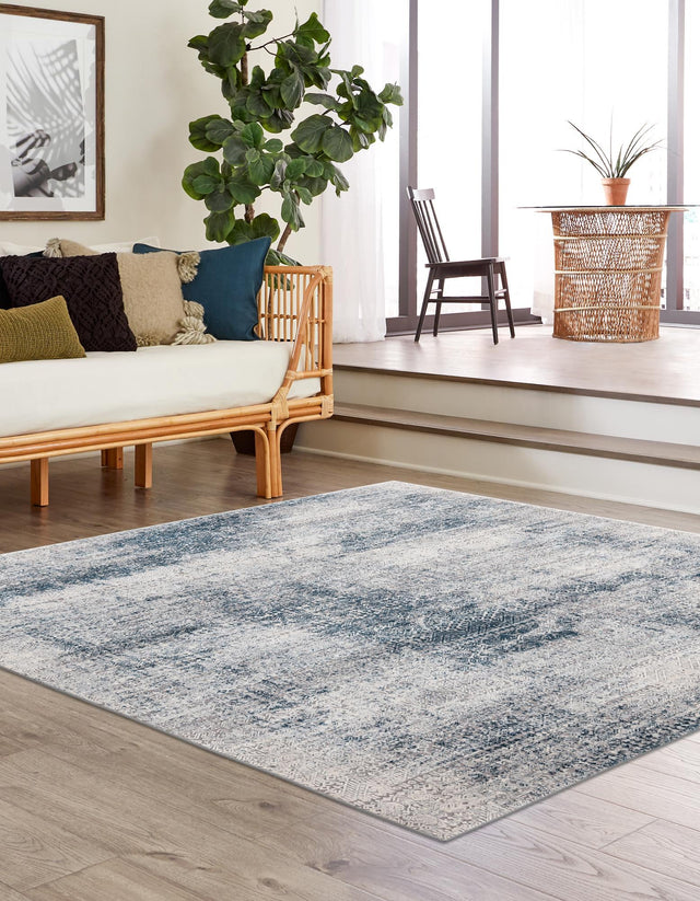 Blue 7' 10 x 7' 10 Finsbury Square Area Rug 60% Polypropylene & 40% Polyester Contemporary Carpet for Living Rooms, Dining, Offices for Sale at Rug Engine