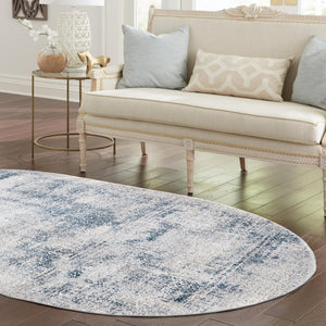 Blue 5' 3 x 8' Finsbury Oval Area Rug 60% Polypropylene & 40% Polyester Contemporary Carpet for Living Rooms, Dining, Offices for Sale at Rug Engine