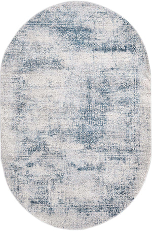 Blue 5' 3 x 8' Finsbury Oval Area Rug 60% Polypropylene & 40% Polyester Contemporary Carpet for Living Rooms, Dining, Offices for Sale at Rug Engine