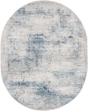Blue 7' 10 x 10' Finsbury Oval Area Rug 60% Polypropylene & 40% Polyester Contemporary Carpet for Living Rooms, Dining, Offices for Sale at Rug Engine