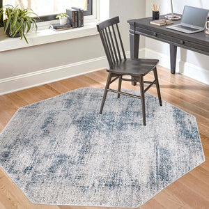 Blue 7' 10 x 7' 10 Finsbury Octagon Area Rug 60% Polypropylene & 40% Polyester Contemporary Carpet for Living Rooms, Dining, Offices for Sale at Rug Engine