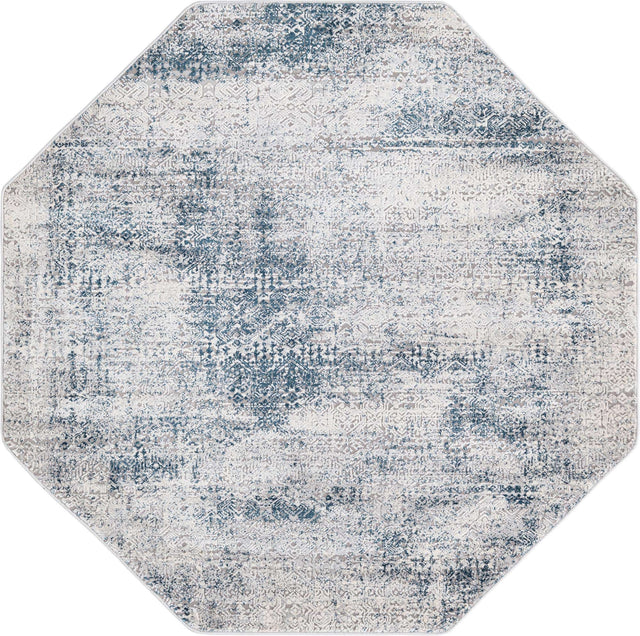 Blue 5' 3 x 5' 3 Finsbury Octagon Area Rug 60% Polypropylene & 40% Polyester Contemporary Carpet for Living Rooms, Dining, Offices for Sale at Rug Engine