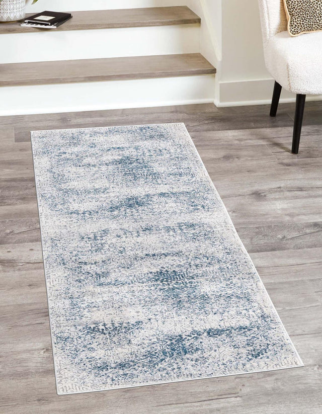 Blue 2' x 9' 10 Finsbury Runner Area Rug 60% Polypropylene & 40% Polyester Contemporary Carpet for Living Rooms, Dining, Offices for Sale at Rug Engine