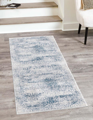 Blue 2' x 6' Finsbury Runner Area Rug 60% Polypropylene & 40% Polyester Contemporary Carpet for Living Rooms, Dining, Offices for Sale at Rug Engine