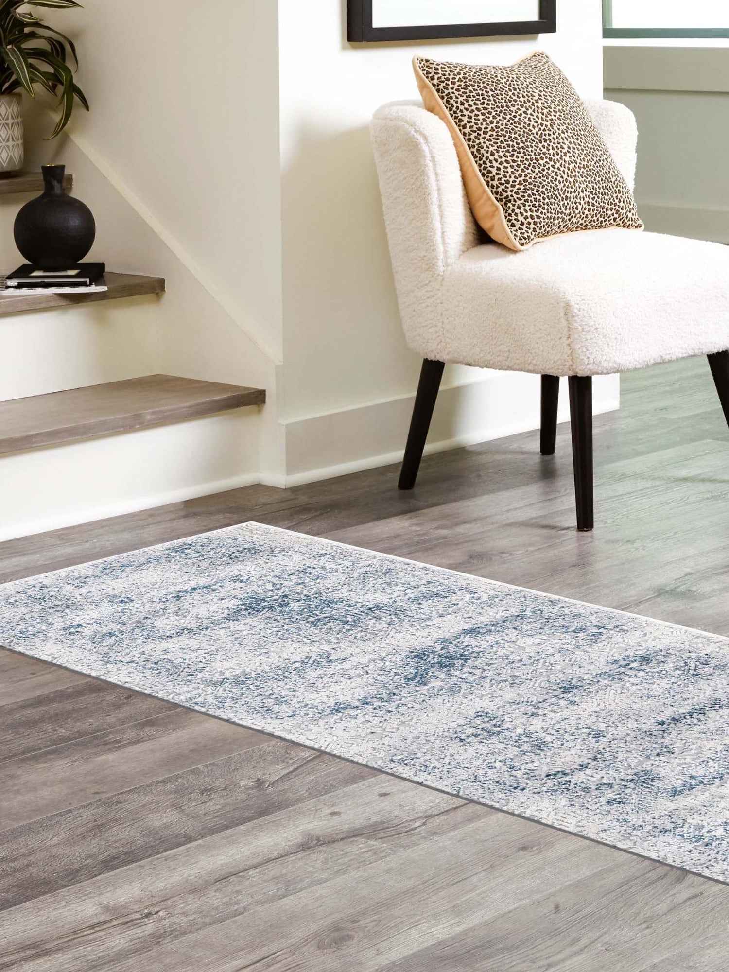 Blue 2' x 9' 10 Finsbury Runner Area Rug 60% Polypropylene & 40% Polyester Contemporary Carpet for Living Rooms, Dining, Offices for Sale at Rug Engine