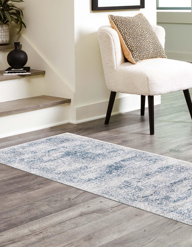 Blue 2' x 9' 10 Finsbury Runner Area Rug 60% Polypropylene & 40% Polyester Contemporary Carpet for Living Rooms, Dining, Offices for Sale at Rug Engine