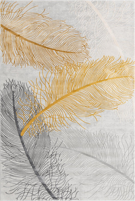 Yellow Gray 6' x 9' Finsbury Rectangle Area Rug 60% Polypropylene & 40% Polyester Contemporary Carpet for Living Rooms, Dining, Offices for Sale at Rug Engine
