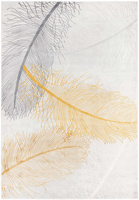 Yellow Gray 6' x 9' Finsbury Rectangle Area Rug 60% Polypropylene & 40% Polyester Contemporary Carpet for Living Rooms, Dining, Offices for Sale at Rug Engine