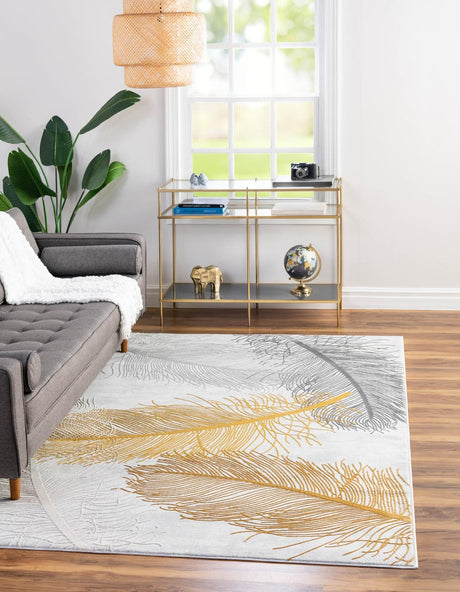Yellow Gray 6' x 9' Finsbury Rectangle Area Rug 60% Polypropylene & 40% Polyester Contemporary Carpet for Living Rooms, Dining, Offices for Sale at Rug Engine