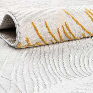Yellow Gray 2' x 3' Finsbury Rectangle Area Rug 60% Polypropylene & 40% Polyester Contemporary Carpet for Living Rooms, Dining, Offices for Sale at Rug Engine