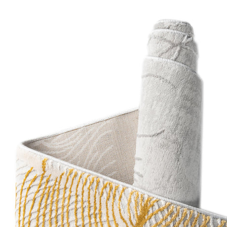 Yellow Gray 4' x 6' Finsbury Rectangle Area Rug 60% Polypropylene & 40% Polyester Contemporary Carpet for Living Rooms, Dining, Offices for Sale at Rug Engine