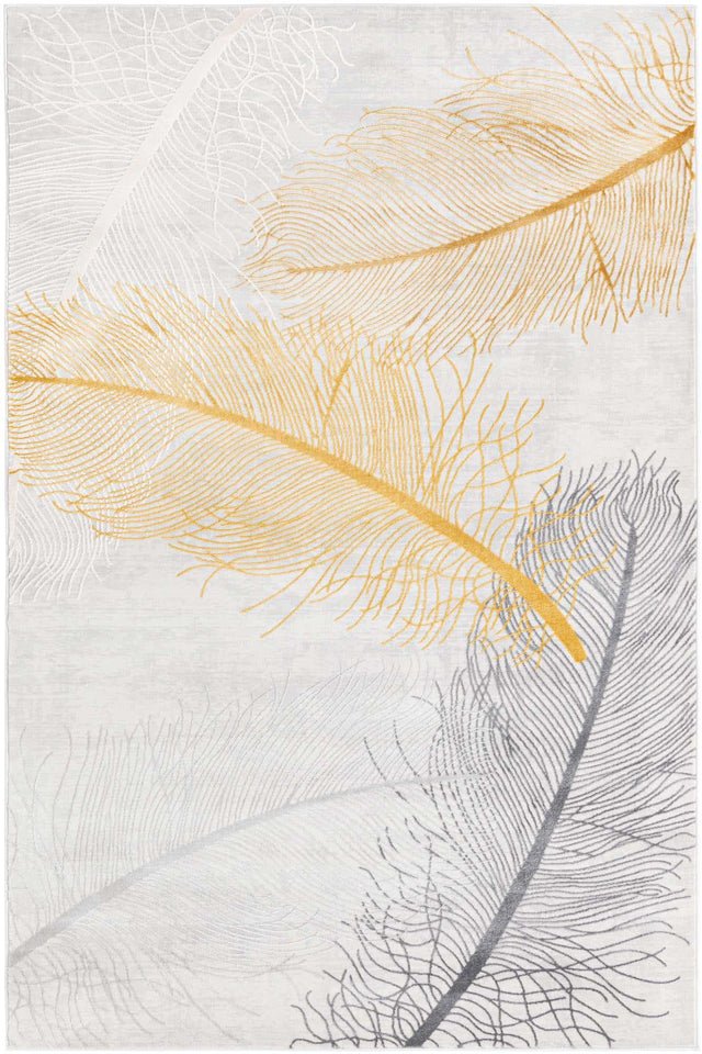 Yellow Gray 5' 3 x 8' Finsbury Rectangle Area Rug 60% Polypropylene & 40% Polyester Contemporary Carpet for Living Rooms, Dining, Offices for Sale at Rug Engine
