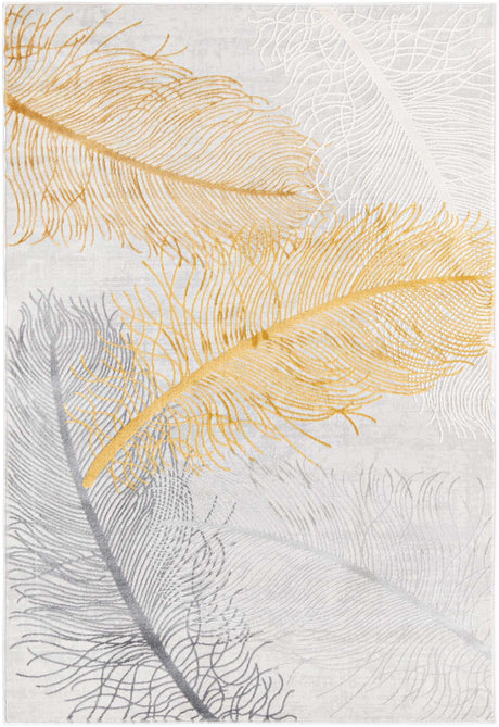 Yellow Gray 4' x 6' Finsbury Rectangle Area Rug 60% Polypropylene & 40% Polyester Contemporary Carpet for Living Rooms, Dining, Offices for Sale at Rug Engine