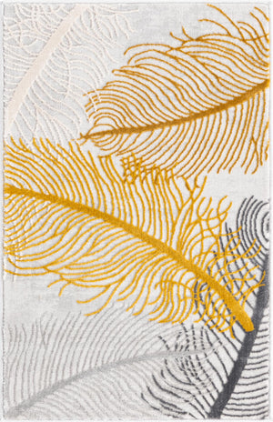 Yellow Gray 2' x 3' Finsbury Rectangle Area Rug 60% Polypropylene & 40% Polyester Contemporary Carpet for Living Rooms, Dining, Offices for Sale at Rug Engine