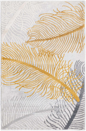 Yellow Gray 2' x 3' Finsbury Rectangle Area Rug 60% Polypropylene & 40% Polyester Contemporary Carpet for Living Rooms, Dining, Offices for Sale at Rug Engine