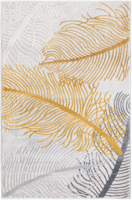 Yellow Gray 2' x 3' Finsbury Rectangle Area Rug 60% Polypropylene & 40% Polyester Contemporary Carpet for Living Rooms, Dining, Offices for Sale at Rug Engine