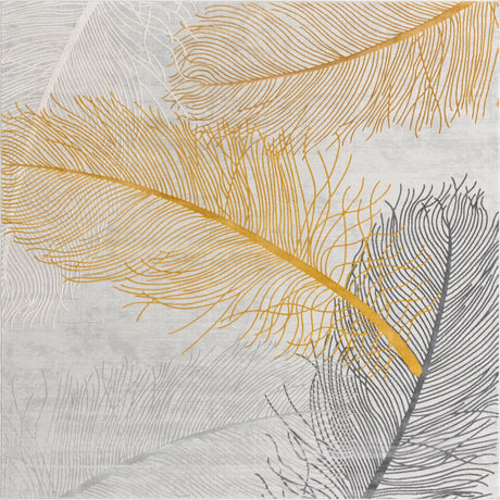 Yellow Gray 7' 10 x 7' 10 Finsbury Square Area Rug 60% Polypropylene & 40% Polyester Contemporary Carpet for Living Rooms, Dining, Offices for Sale at Rug Engine