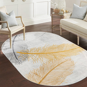 Yellow Gray 7' 10 x 10' Finsbury Oval Area Rug 60% Polypropylene & 40% Polyester Contemporary Carpet for Living Rooms, Dining, Offices for Sale at Rug Engine