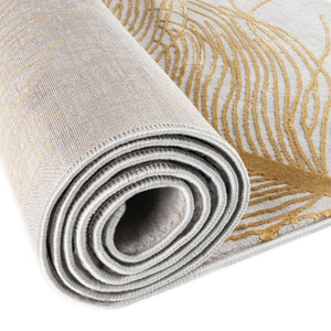 Yellow Gray 5' 3 x 5' 3 Finsbury Octagon Area Rug 60% Polypropylene & 40% Polyester Contemporary Carpet for Living Rooms, Dining, Offices for Sale at Rug Engine