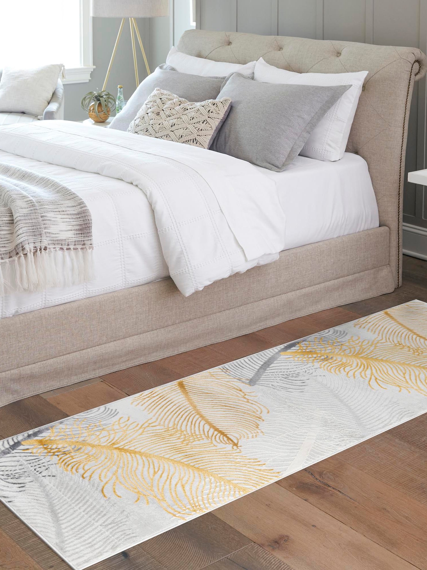 Yellow Gray 2' x 9' 10 Finsbury Runner Area Rug 60% Polypropylene & 40% Polyester Contemporary Carpet for Living Rooms, Dining, Offices for Sale at Rug Engine