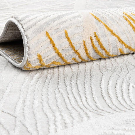 Yellow Gray 2' x 6' Finsbury Runner Area Rug 60% Polypropylene & 40% Polyester Contemporary Carpet for Living Rooms, Dining, Offices for Sale at Rug Engine