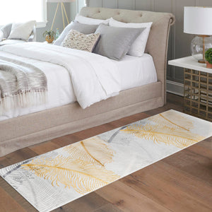 Yellow Gray 2' 7 x 12' Finsbury Runner Area Rug 60% Polypropylene & 40% Polyester Contemporary Carpet for Living Rooms, Dining, Offices for Sale at Rug Engine