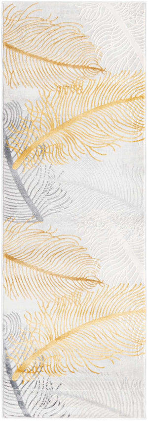 Yellow Gray 2' x 6' Finsbury Runner Area Rug 60% Polypropylene & 40% Polyester Contemporary Carpet for Living Rooms, Dining, Offices for Sale at Rug Engine
