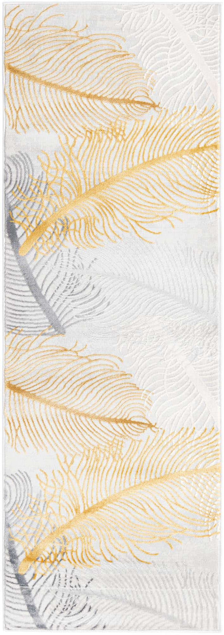 Yellow Gray 2' x 6' Finsbury Runner Area Rug 60% Polypropylene & 40% Polyester Contemporary Carpet for Living Rooms, Dining, Offices for Sale at Rug Engine