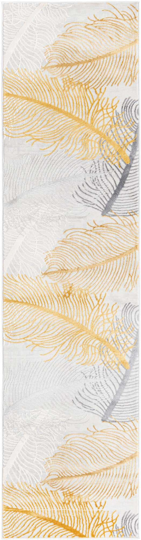 Yellow Gray 2' x 8' Finsbury Runner Area Rug 60% Polypropylene & 40% Polyester Contemporary Carpet for Living Rooms, Dining, Offices for Sale at Rug Engine