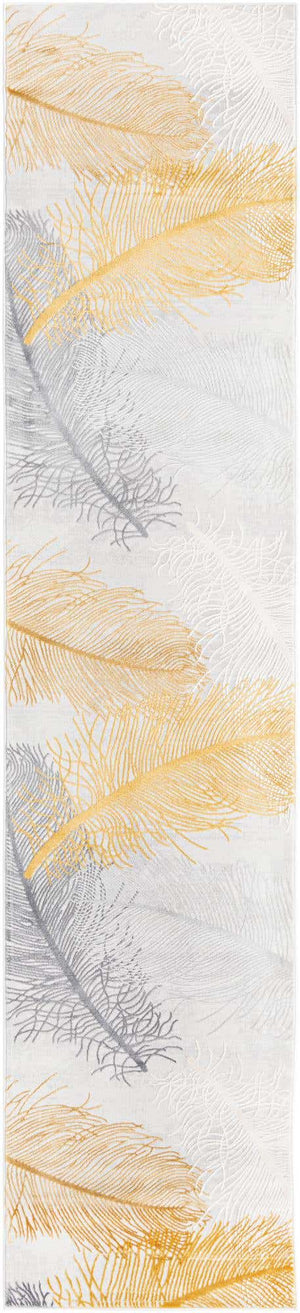 Yellow Gray 2' 7 x 12' Finsbury Runner Area Rug 60% Polypropylene & 40% Polyester Contemporary Carpet for Living Rooms, Dining, Offices for Sale at Rug Engine