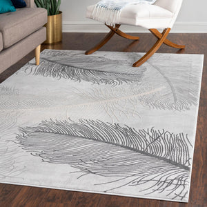 Gray 4' x 6' Finsbury Rectangle Area Rug 60% Polypropylene & 40% Polyester Contemporary Carpet for Living Rooms, Dining, Offices for Sale at Rug Engine