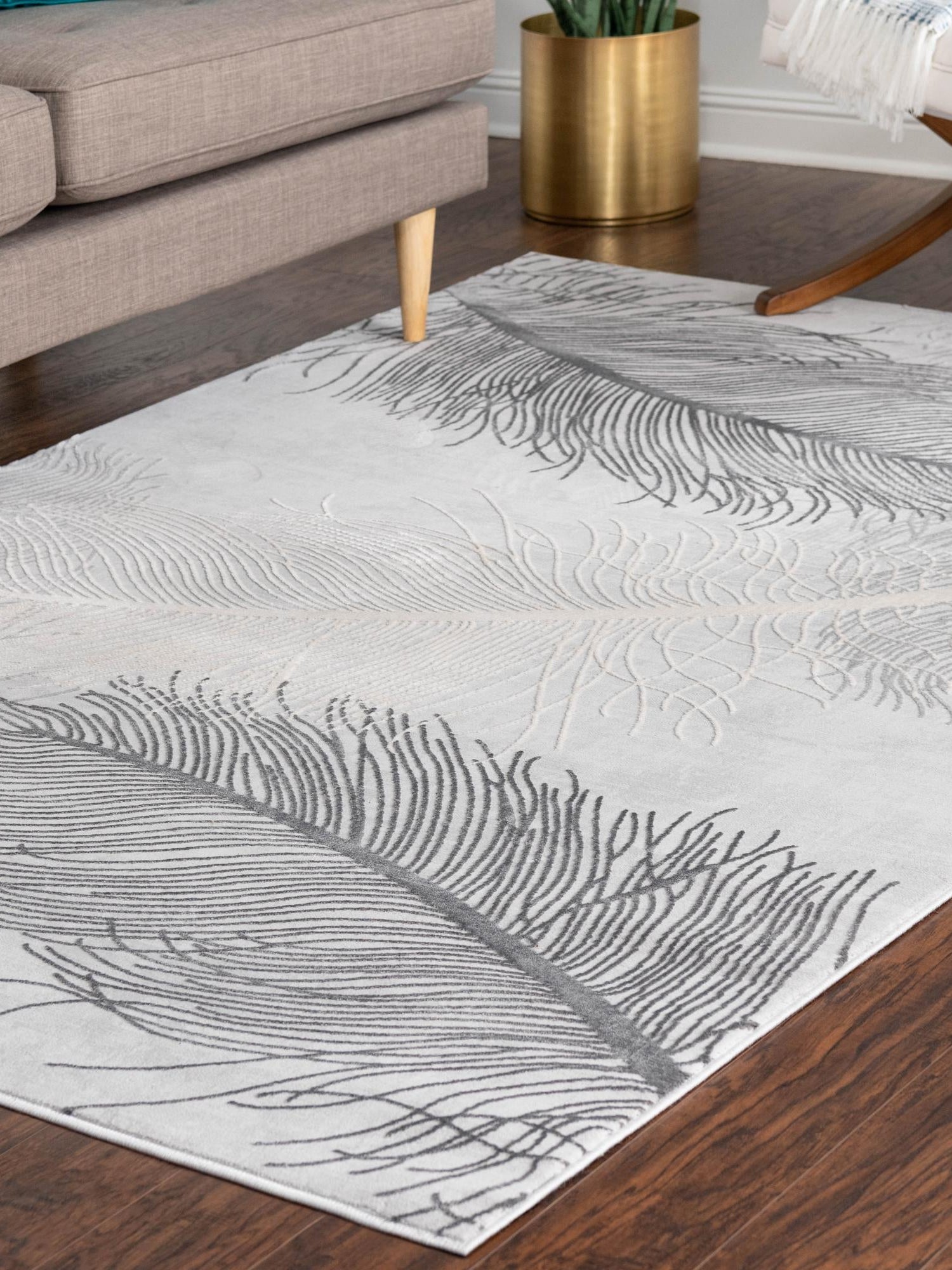 Gray 4' x 6' Finsbury Rectangle Area Rug 60% Polypropylene & 40% Polyester Contemporary Carpet for Living Rooms, Dining, Offices for Sale at Rug Engine