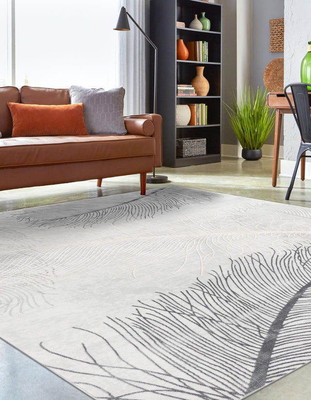 Gray 7' 10 x 7' 10 Finsbury Square Area Rug 60% Polypropylene & 40% Polyester Contemporary Carpet for Living Rooms, Dining, Offices for Sale at Rug Engine