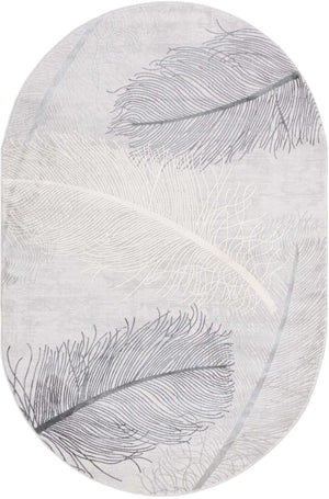 Gray 5' 3 x 8' Finsbury Oval Area Rug 60% Polypropylene & 40% Polyester Contemporary Carpet for Living Rooms, Dining, Offices for Sale at Rug Engine