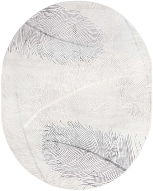 Gray 7' 10 x 10' Finsbury Oval Area Rug 60% Polypropylene & 40% Polyester Contemporary Carpet for Living Rooms, Dining, Offices for Sale at Rug Engine