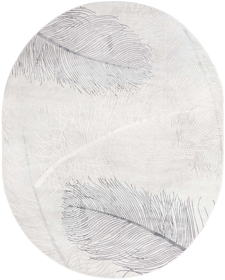 Gray 7' 10 x 10' Finsbury Oval Area Rug 60% Polypropylene & 40% Polyester Contemporary Carpet for Living Rooms, Dining, Offices for Sale at Rug Engine