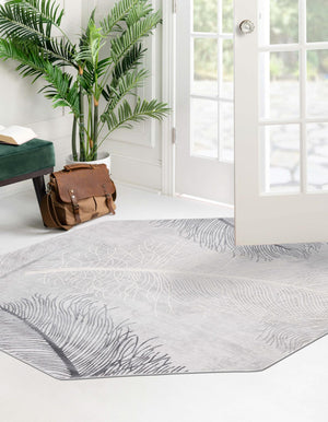Gray 5' 3 x 5' 3 Finsbury Octagon Area Rug 60% Polypropylene & 40% Polyester Contemporary Carpet for Living Rooms, Dining, Offices for Sale at Rug Engine